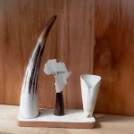 Horn pen holder decor from Tanzania