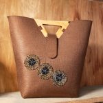 Women handbag with a wooden handle from Tanzania